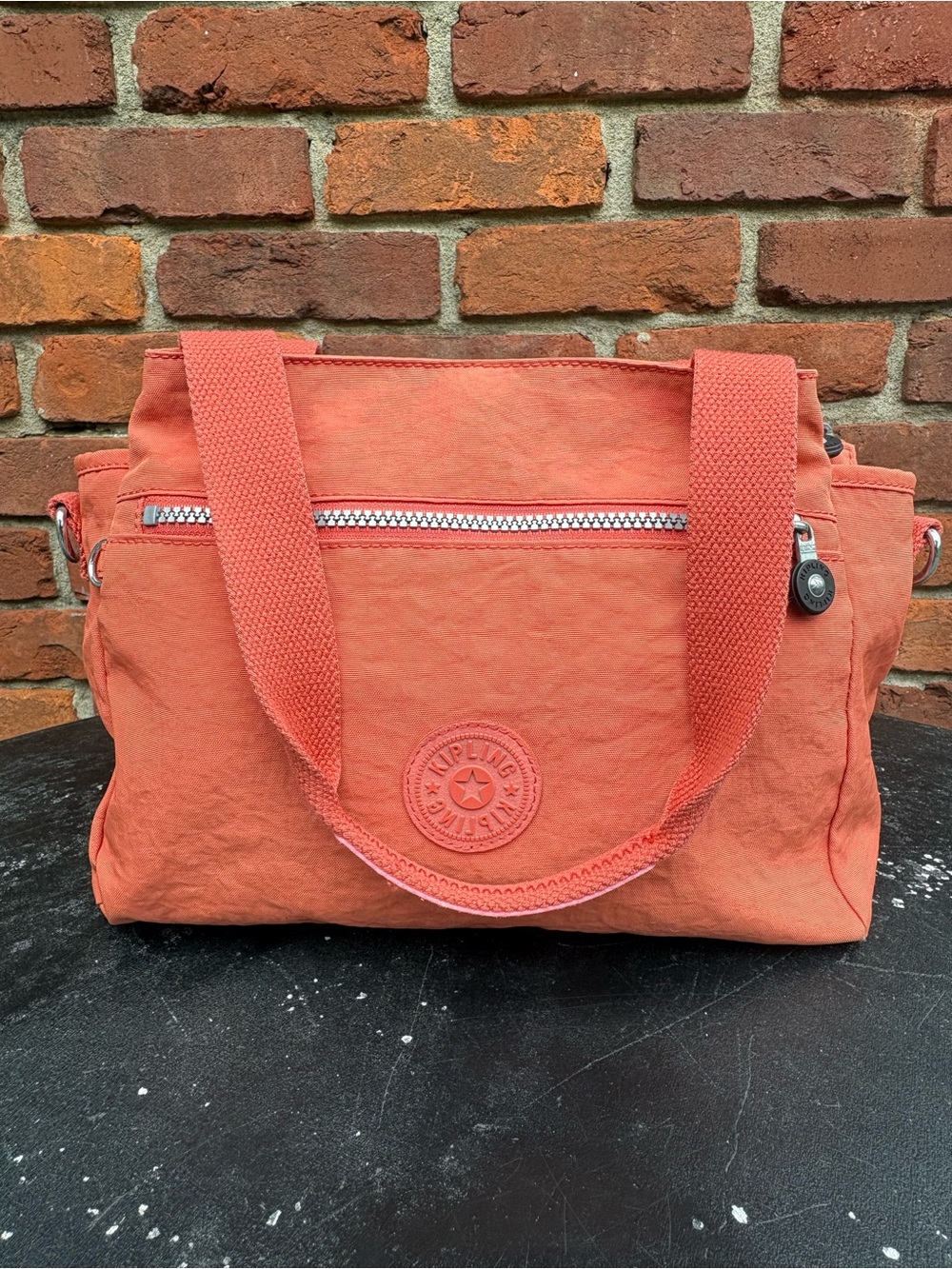 Kipling Coral Orange Elysia Tote